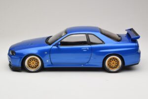Nissan Skyline GT-R R34 V-Spec II Niebieski Metalik BBS Felgi KK-Scale 1:12 KKDC120211-2 Metal — zdjęcie 4 z 8