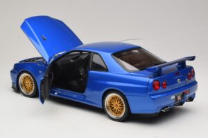 Nissan Skyline GT-R R34 V-Spec II Niebieski Metalik BBS Felgi KK-Scale 1:12 KKDC120211-2 Metal — zdjęcie 5 z 8