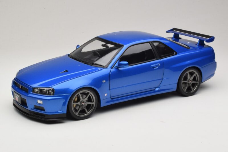 Nissan Skyline GT-R R34 V-Spec II Niebieski Metalik OEM Felgi KK-Scale 1:12 KKDC120211-1 Metal