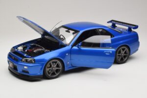 Nissan Skyline GT-R R34 V-Spec II Niebieski Metalik OEM Felgi KK-Scale 1:12 KKDC120211-1 Metal — zdjęcie 2 z 8