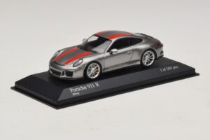 Porsche 911 991.1 R Srebrny Z Pomarańczowymi Pasami Minichamps 1:43 410066222 Metal — zdjęcie 2 z 5